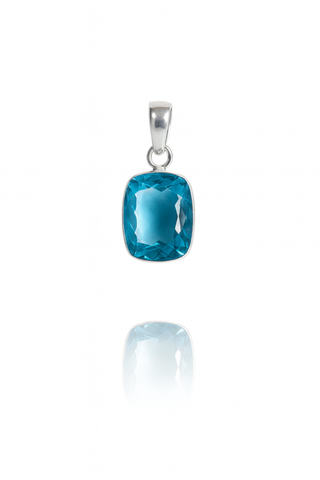 Blue Quartz Cushion Cut Pendant