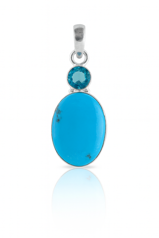 Sleeping Beauty Turquoise and Blue Topaz Pendant