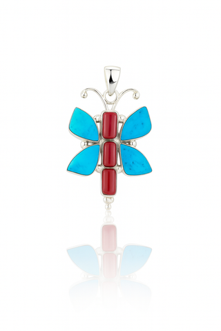 Sleeping Beauty Turquoise and Coral Pendant