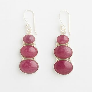 Three-Stone Pink Tourmaline Earrings