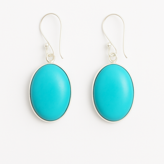Oval Sleeping Beauty Turquoise Earrings