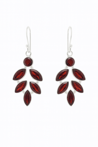Garnet Leaf Drop Earrings