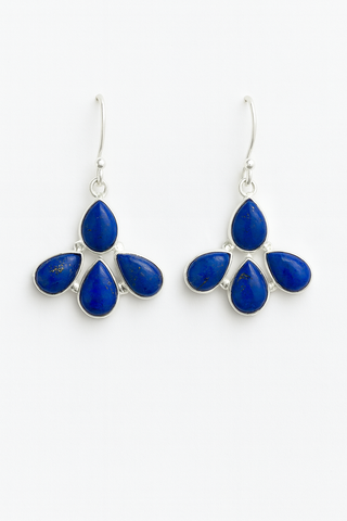 Lapis Lazuli Four-Stone Teardrop Cluster Earrings