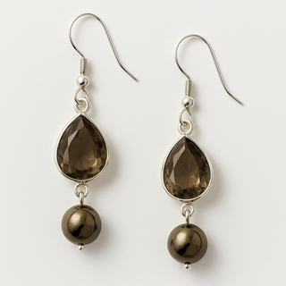 Smoky Quartz and Hematite Dangle Earrings