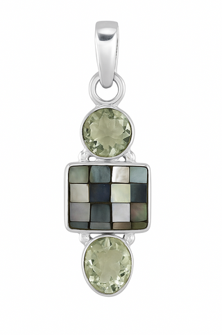 Green amethyst and Inlayed Mother of Pearl