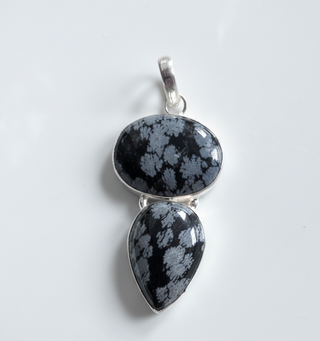 Snowflake Obsidian Double Stone Pendant
