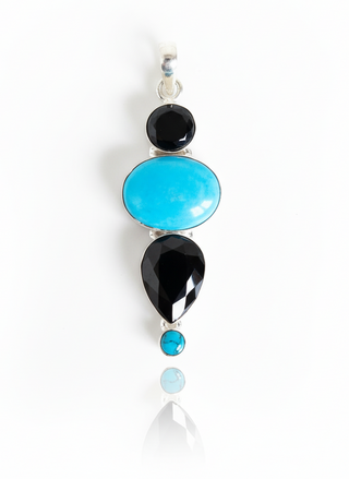 Turquoise and Black Onyx Cascade Pendant