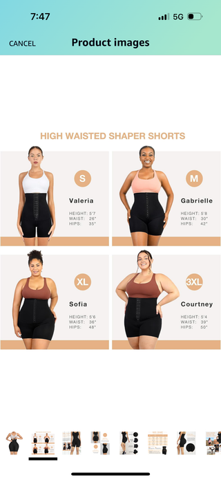 High Waist Compression Shorts W/Removable Straps & Steel Bone