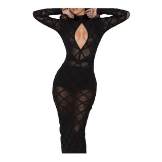 Elegant Sheer Bandage Long Dress