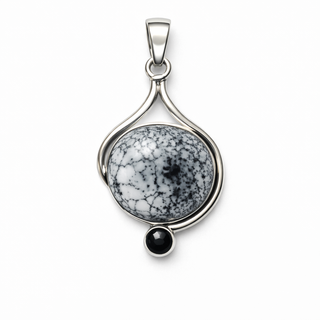 Dendritic Opal and Black Onyx Pendant