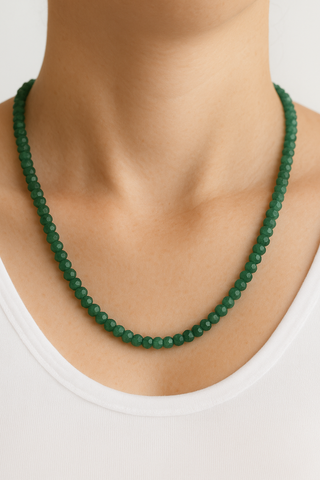 Single-Strung Faceted Beaded Necklace – Adjustable