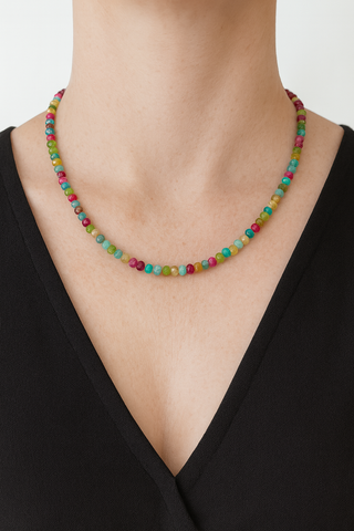 Single-Strung Faceted Beaded Necklace – Adjustable