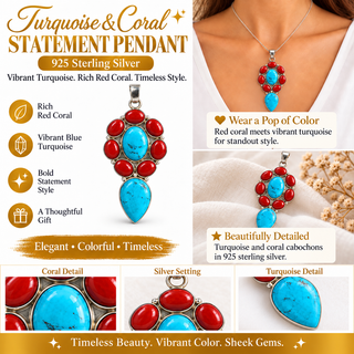 Turquoise and Coral| 925 Sterling Silver