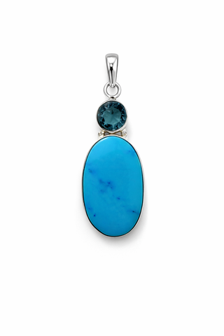 Blue Topaz & Turquoise Sterling Silver Pendant