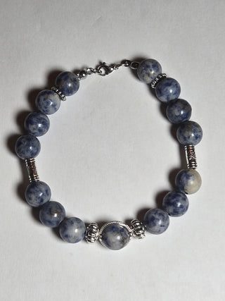 Sodalite & Blue Jasper Bracelet with Crystal & Silver Spacers