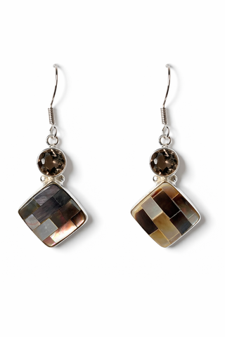 Mocha Mosaic Shell Drop Earrings