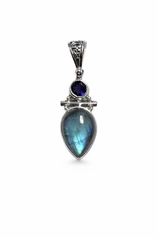 Labradorite & Iolite Statement Pendant