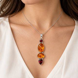 Amber and Garnet Pendant