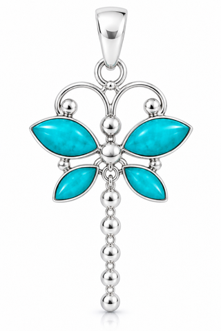 Dragon Fly Turquoise Pendant 925 Sterling Silver