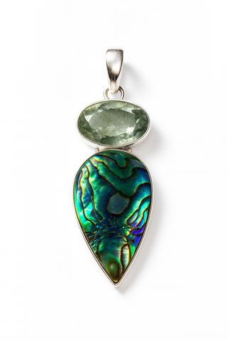 Abalone and Green Amethyst Pendant