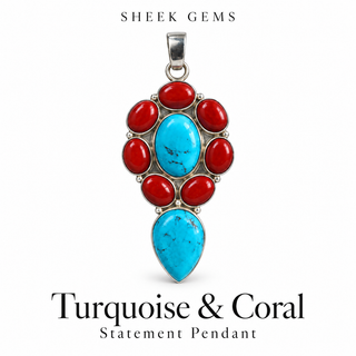 Turquoise and Coral| 925 Sterling Silver