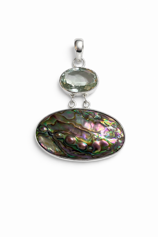 Green Amethyst and Abalone Pendant
