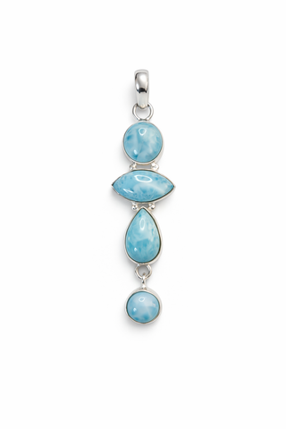Larimar Multi-Stone Drop Pendant – Sterling Silver
