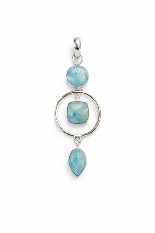 Larimar Circle Drop Pendant – Sterling Silver
