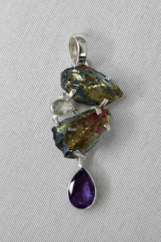 Aura, Amethyst and White Topaz Pendant