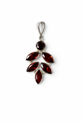 Garnet Leaf Cluster Pendant