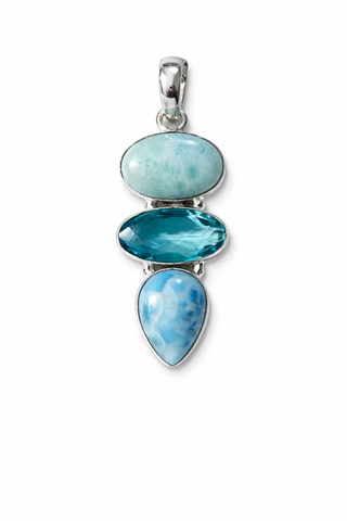 Larimar & Blue Quartz Sterling Silver Pendant