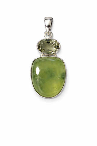 Prasiolite & Prehnite Pendant