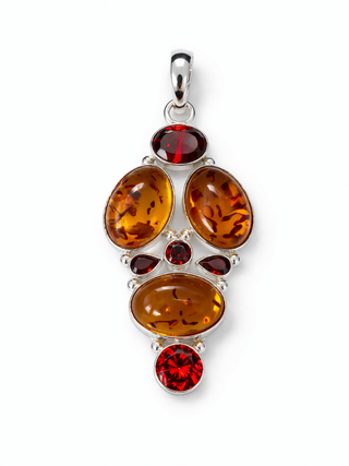 Amber and Garnet Fire Pendant