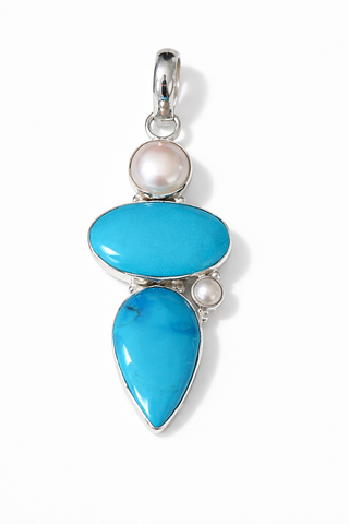Turquoise & Pearl Pendant