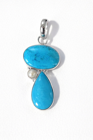 Ocean Harmony Pendant – Turquoise & Pearl