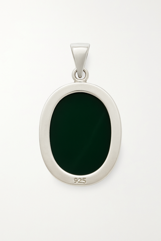 Oval Green Agate Sterling Silver Pendant