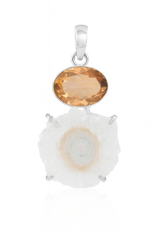 Citrine and White Solar Quartz Pendant