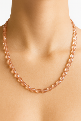 Peach Quartz Beaded Necklace