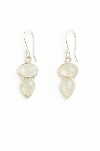 Double Moonstone Drop Earrings