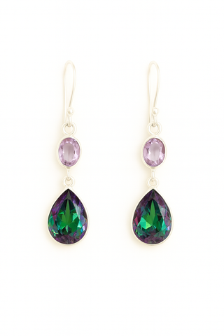 Amethyst & Mystic Topaz Duet Drop Earrings