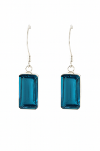London Blue Quartz Bar Drop Earrings