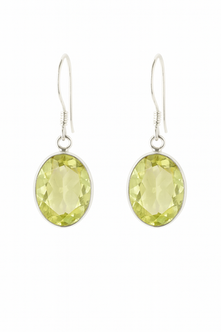Faceted Oval Lemon Quartz Earrings