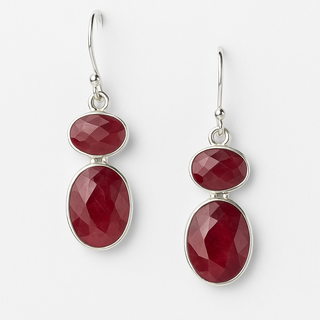 Double Faceted Ruby Drop Earrings