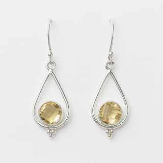 Sterling Silver Teardrop and Citrine Earrings