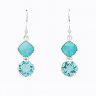Duo Larimar & Blue Topaz Dangle Earrings