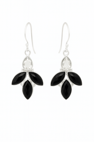 White Topaz and Black Onyx  Earrings