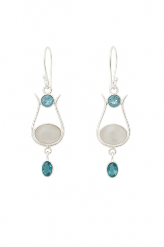 Blue Topaz and Moonstone Dangle Earrings