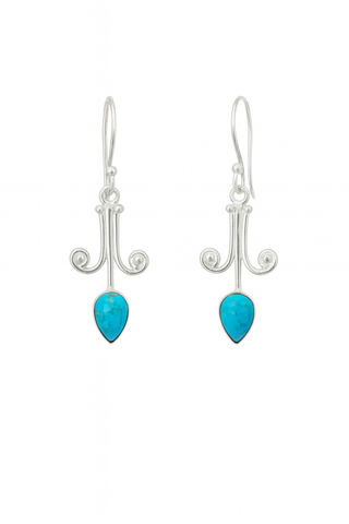 Sleeping Beauty Turquoise Teardrop Scroll Earrings