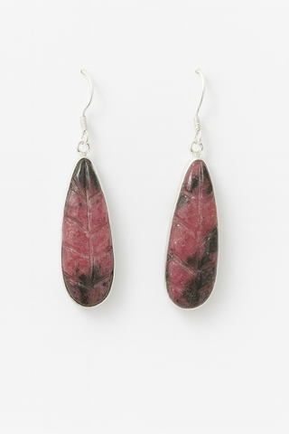 Carved Tourmaline Leaf Drop Earrings