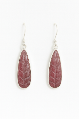Carved Tourmaline Leaf Drop Earrings